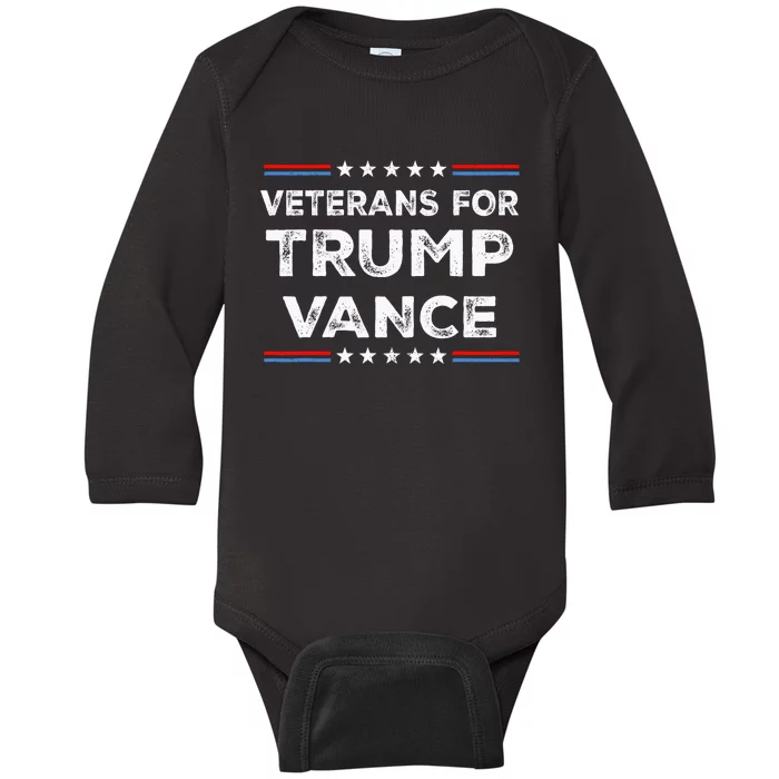 Veterans For Trump Vance President Election Campaign Baby Long Sleeve Bodysuit