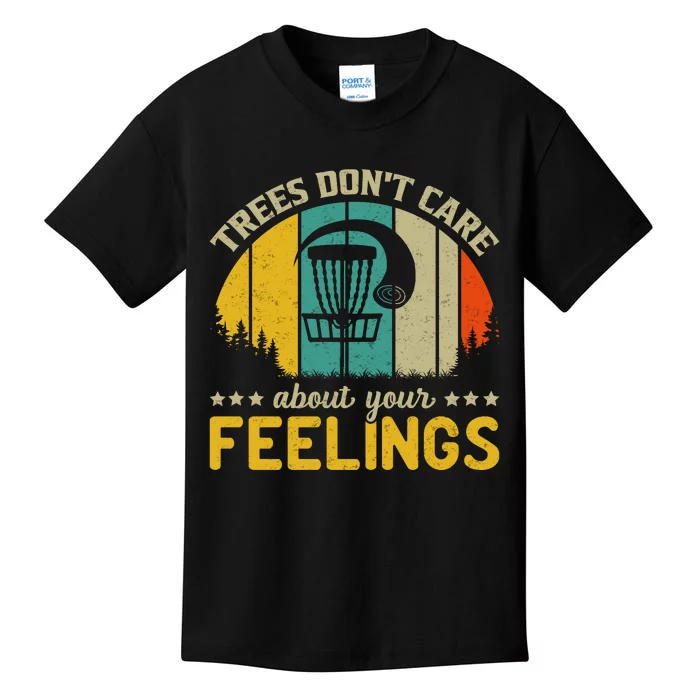 Vintage Frolf Trees Don't Care About Your Feelings Disc Golf Kids T-Shirt