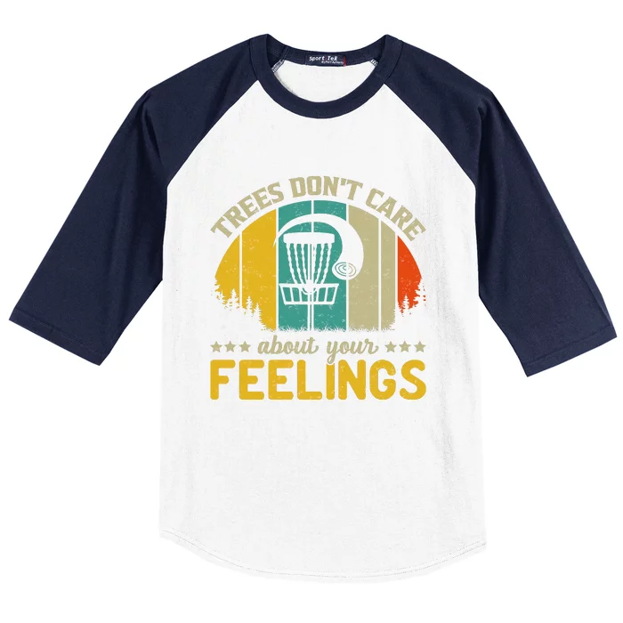 Vintage Frolf Trees Don't Care About Your Feelings Disc Golf Baseball Sleeve Shirt