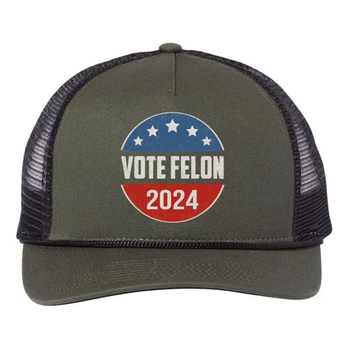 Vote Felon Trump 2024 45 And 47 Funny Vote For The Felon Retro Rope Trucker Hat Cap