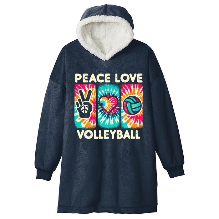 Volleyball For Teens Wo Girl Peace Love Volleyball Hooded Wearable Blanket