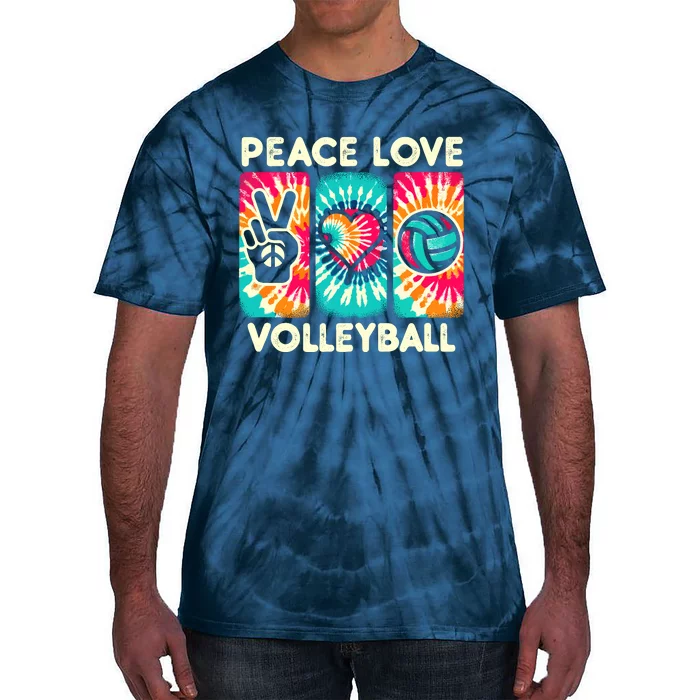 Volleyball For Teens Wo Girl Peace Love Volleyball Tie-Dye T-Shirt