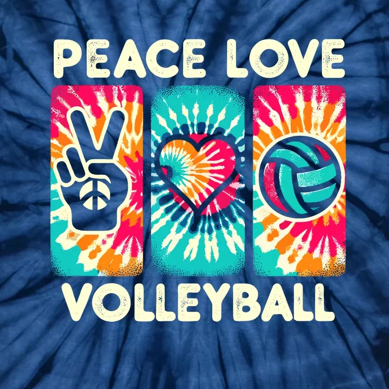 Volleyball For Teens Wo Girl Peace Love Volleyball Tie-Dye T-Shirt