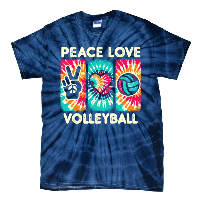 Volleyball For Teens Wo Girl Peace Love Volleyball Tie-Dye T-Shirt