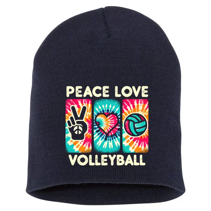 Volleyball For Teens Wo Girl Peace Love Volleyball Short Acrylic Beanie