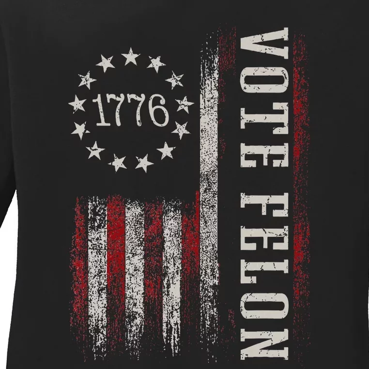 Vote Felon Trump 2024 45 And 47 Ladies Long Sleeve Shirt