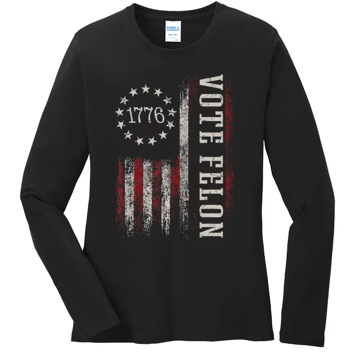 Vote Felon Trump 2024 45 And 47 Ladies Long Sleeve Shirt