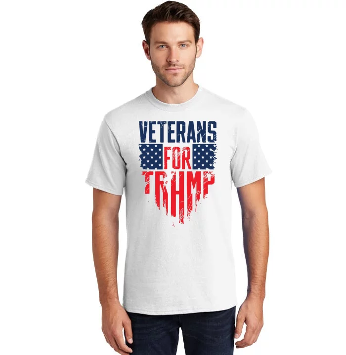 Veterans For Trump American Flag 4th Of July Tall T-Shirt