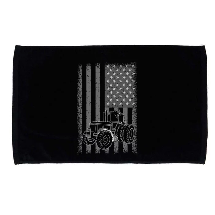 Vintage Farming Tractor American Flag Patriotic Farmer Farm Funny Gift Microfiber Hand Towel