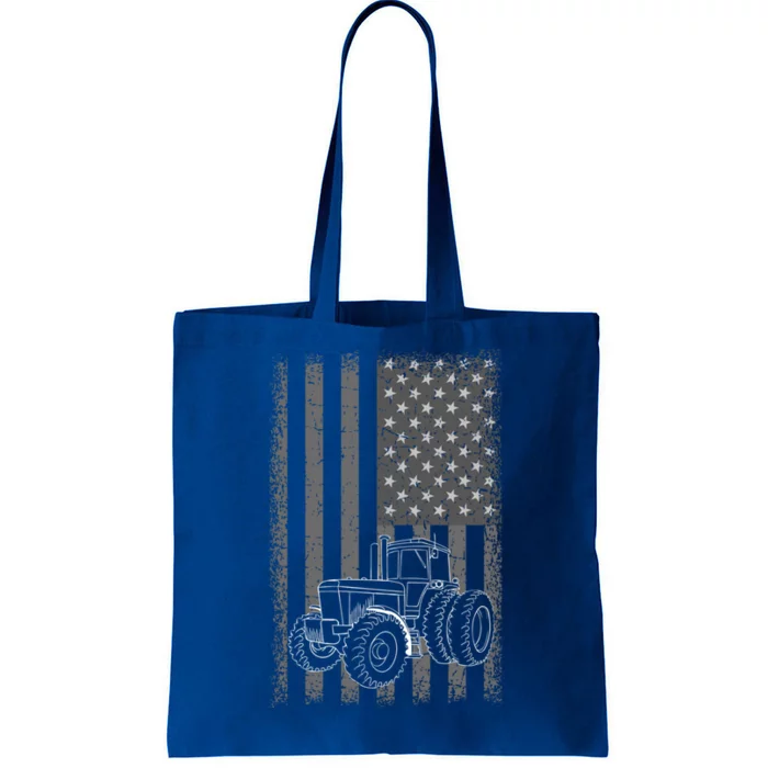 Vintage Farming Tractor American Flag Patriotic Farmer Farm Funny Gift Tote Bag