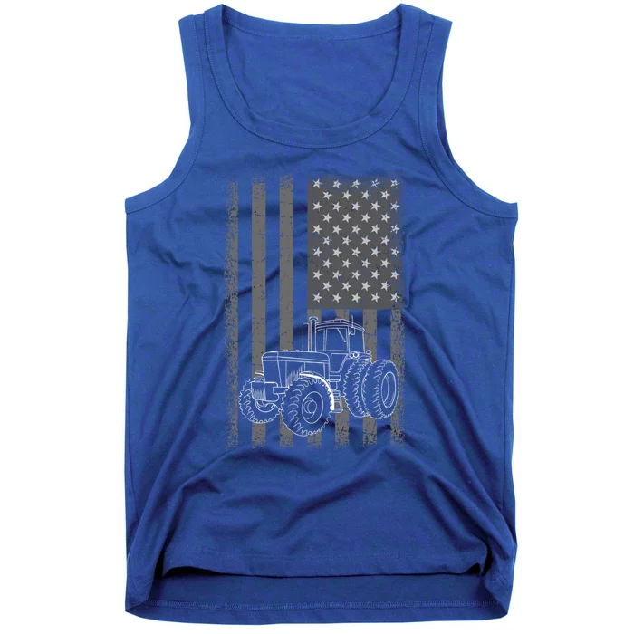 Vintage Farming Tractor American Flag Patriotic Farmer Farm Funny Gift Tank Top