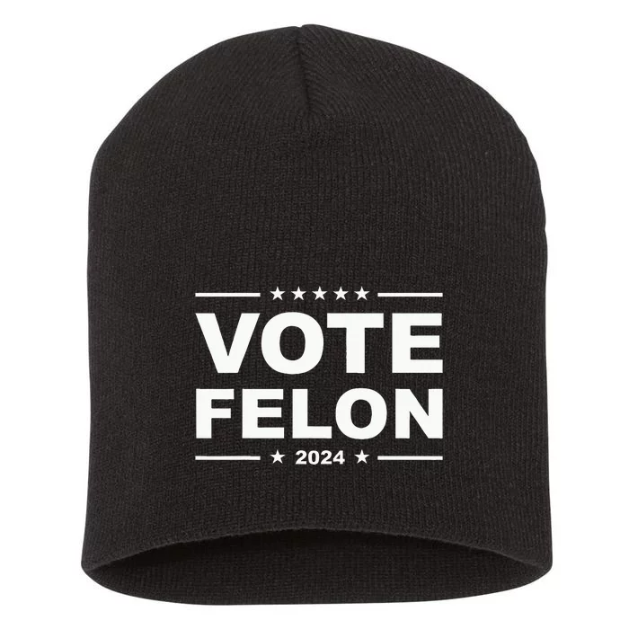 Vote Felon Trump 2024 45 And 47 Funny Vote For The Felon Short Acrylic Beanie