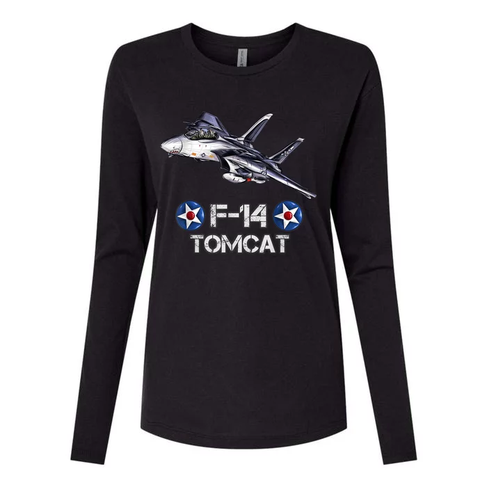 Vintage F14 Tomcat Fighter Jet Military Aviation Womens Cotton Relaxed Long Sleeve T-Shirt