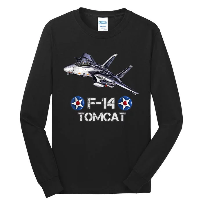 Vintage F14 Tomcat Fighter Jet Military Aviation Tall Long Sleeve T-Shirt