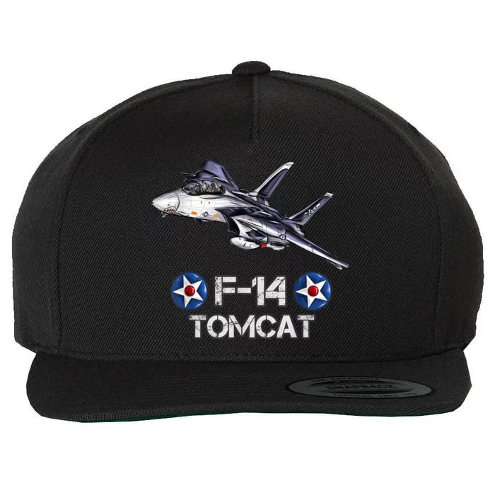 Vintage F14 Tomcat Fighter Jet Military Aviation Wool Snapback Cap