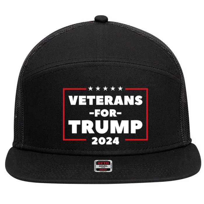 Veterans For Trump 2024 7 Panel Mesh Trucker Snapback Hat