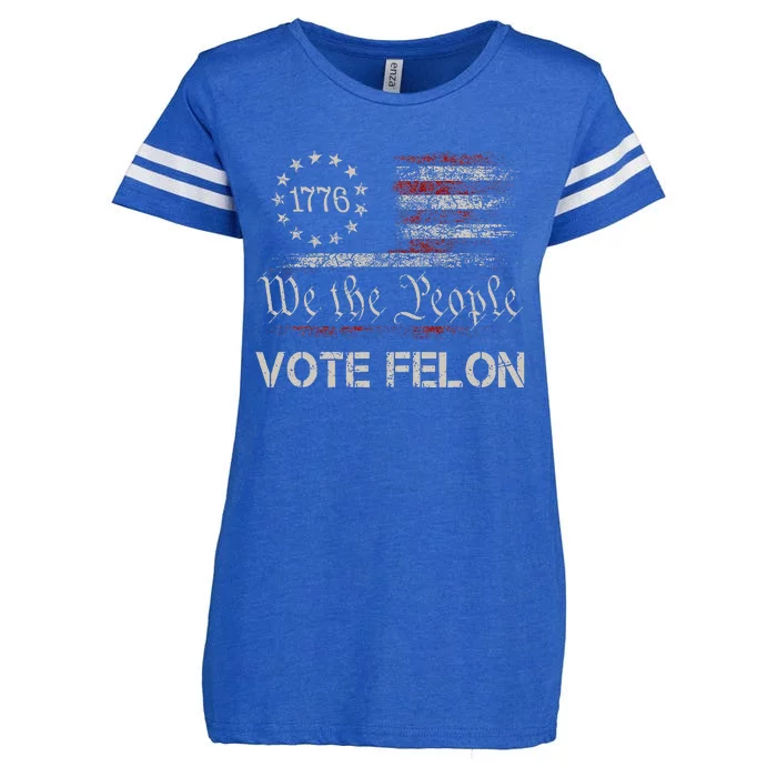 Vote Felon Trump 2024 45 And 47 Funny Vote For The Felon Enza Ladies Jersey Football T-Shirt