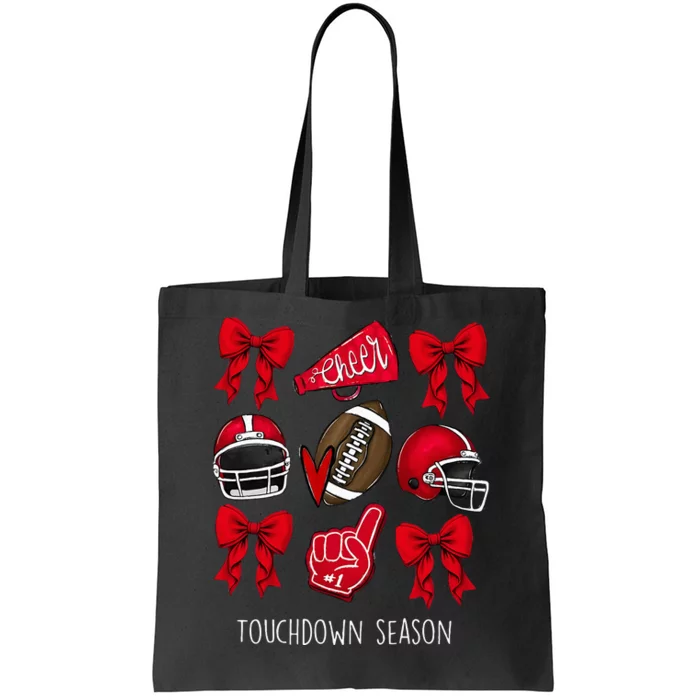 Vintage Football Touchdown Season Game Day Coquette Cheer Tote Bag