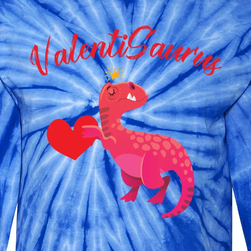 Valentisaurus Funny Tgiftrex Dinosaur Valentine's Day Gift Tie-Dye Long Sleeve Shirt