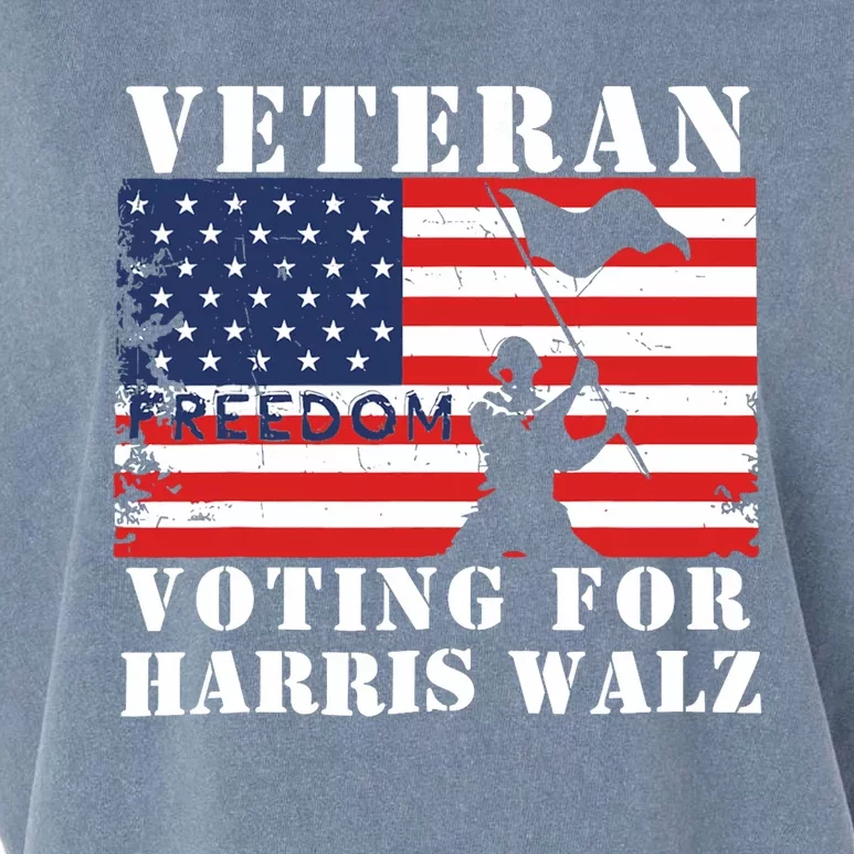 Veteran Freedom Voting For Harris Walz Waltz Usa Flag Garment-Dyed Women's Muscle Tee