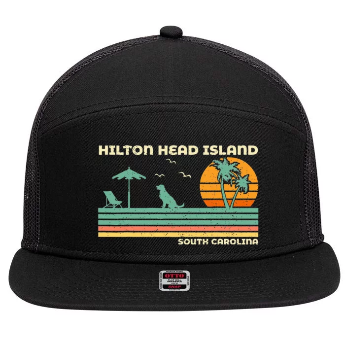 Vintage Family Vacation South Carolina Hilton Head Island 7 Panel Mesh Trucker Snapback Hat