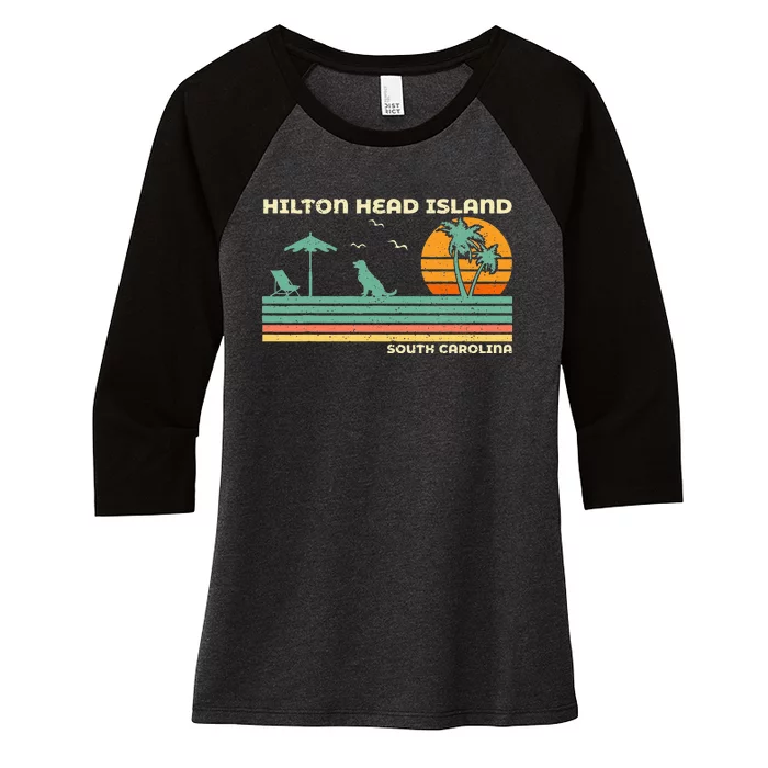 Vintage Family Vacation South Carolina Hilton Head Island Women's Tri-Blend 3/4-Sleeve Raglan Shirt