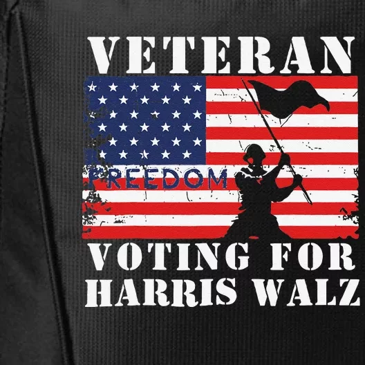 Veteran Freedom Voting For Harris Walz Waltz Usa Flag City Backpack