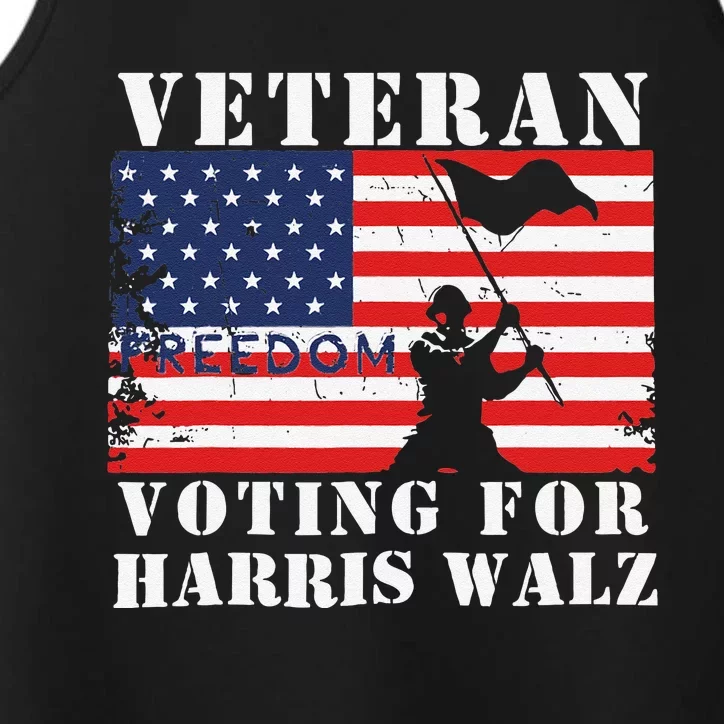 Veteran Freedom Voting For Harris Walz Waltz Usa Flag Performance Tank