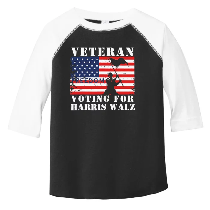 Veteran Freedom Voting For Harris Walz Waltz Usa Flag Toddler Fine Jersey T-Shirt