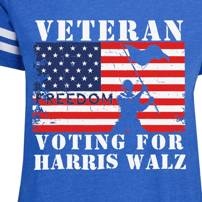 Veteran Freedom Voting For Harris Walz Waltz Usa Flag Enza Ladies Jersey Football T-Shirt