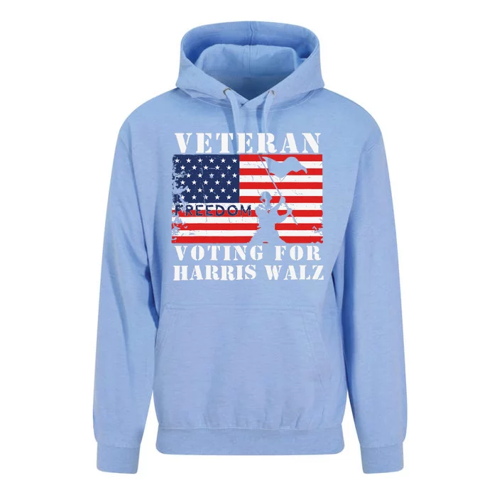 Veteran Freedom Voting For Harris Walz Waltz Usa Flag Unisex Surf Hoodie