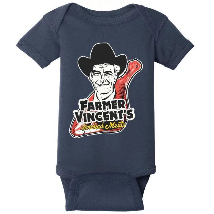 Vintage Farmer Vincents Smoked Meat Motel Hell Fan Art Baby Bodysuit