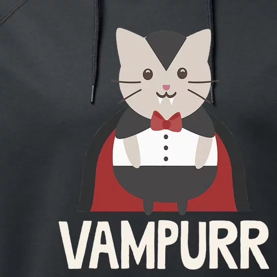 Vampurr Funny Vampire Cat Halloween Gift Performance Fleece Hoodie