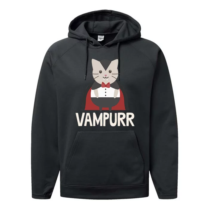 Vampurr Funny Vampire Cat Halloween Gift Performance Fleece Hoodie