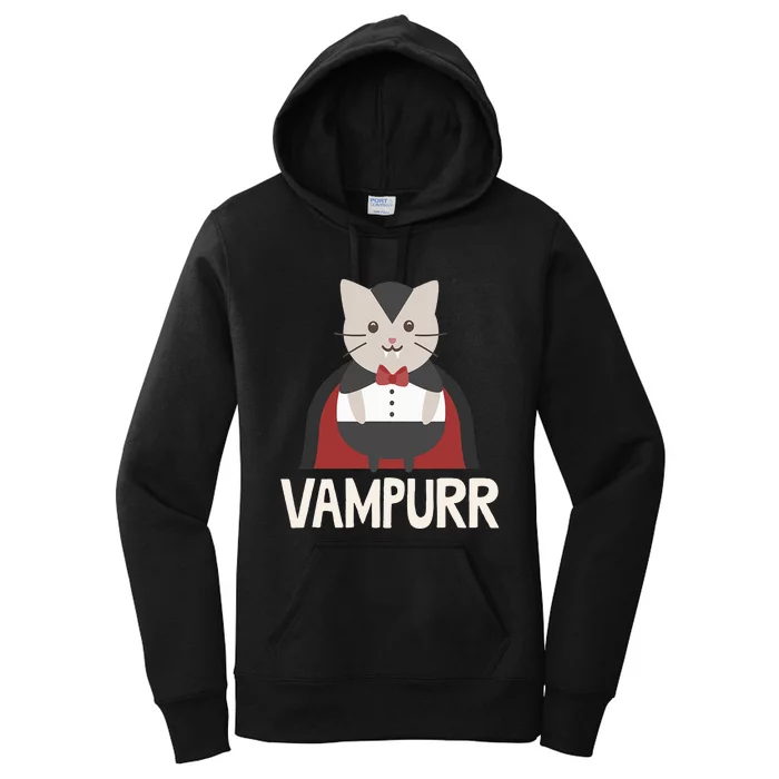 Vampurr Funny Vampire Cat Halloween Gift Women's Pullover Hoodie