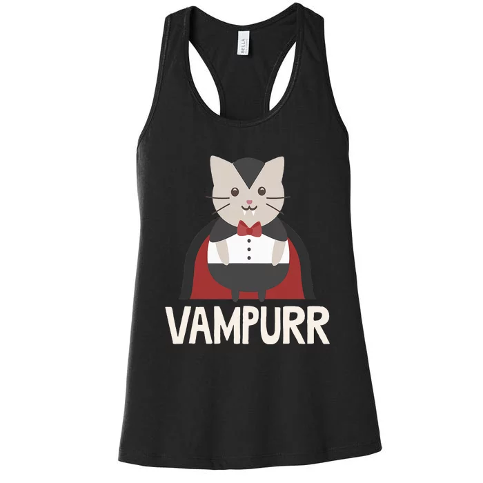 Vampurr Funny Vampire Cat Halloween Gift Women's Racerback Tank