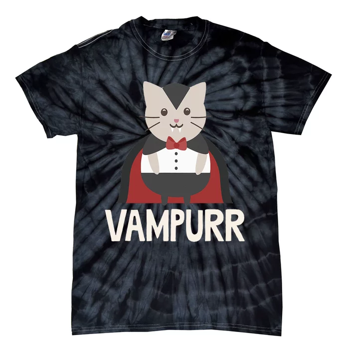 Vampurr Funny Vampire Cat Halloween Gift Tie-Dye T-Shirt