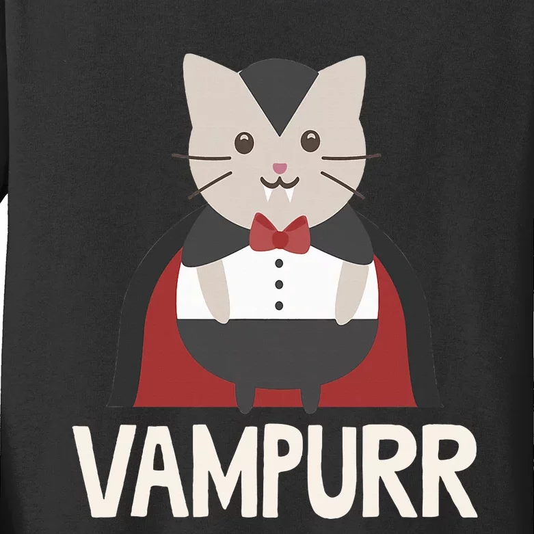 Vampurr Funny Vampire Cat Halloween Gift Kids Long Sleeve Shirt