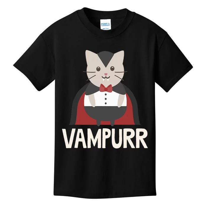 Vampurr Funny Vampire Cat Halloween Gift Kids T-Shirt