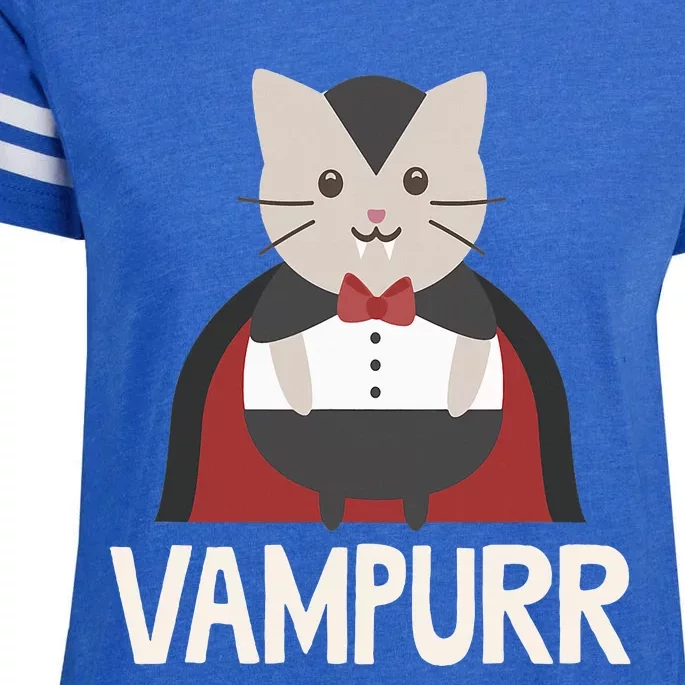 Vampurr Funny Vampire Cat Halloween Gift Enza Ladies Jersey Football T-Shirt