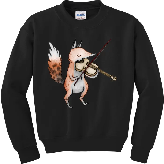 Violin Fox Kids Sweatshirt