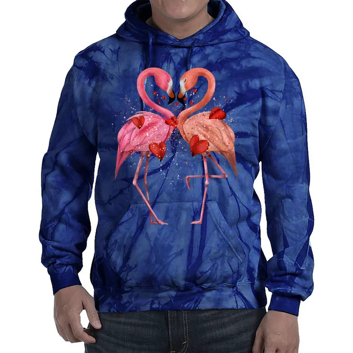 Valentine Flamingos Tie Dye Hoodie