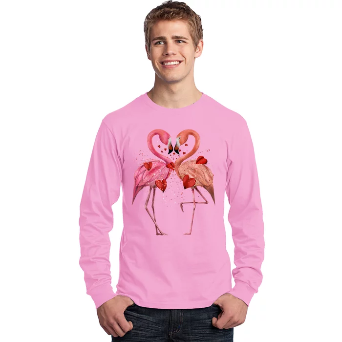 Valentine Flamingos Long Sleeve Shirt