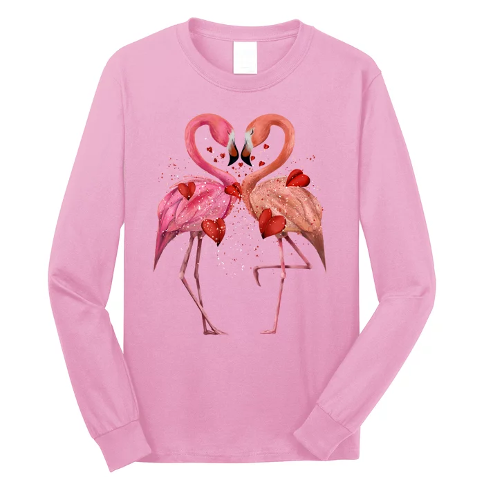 Valentine Flamingos Long Sleeve Shirt