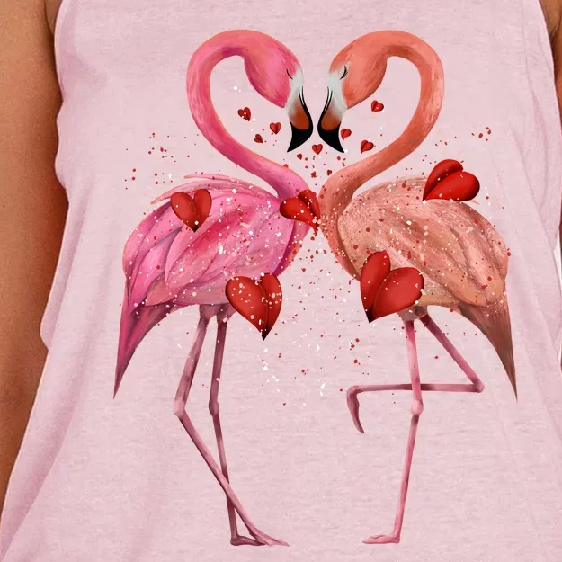 Valentine Flamingos Women's Knotted Racerback Tank