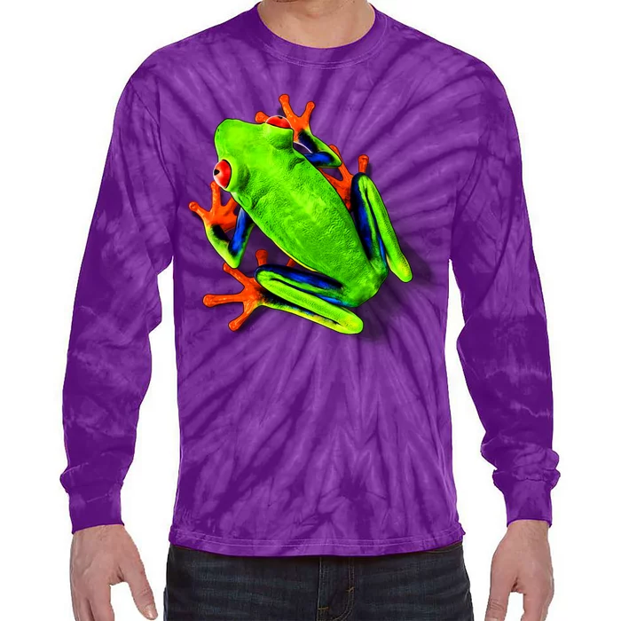 Vibrant Frog Tie-Dye Long Sleeve Shirt