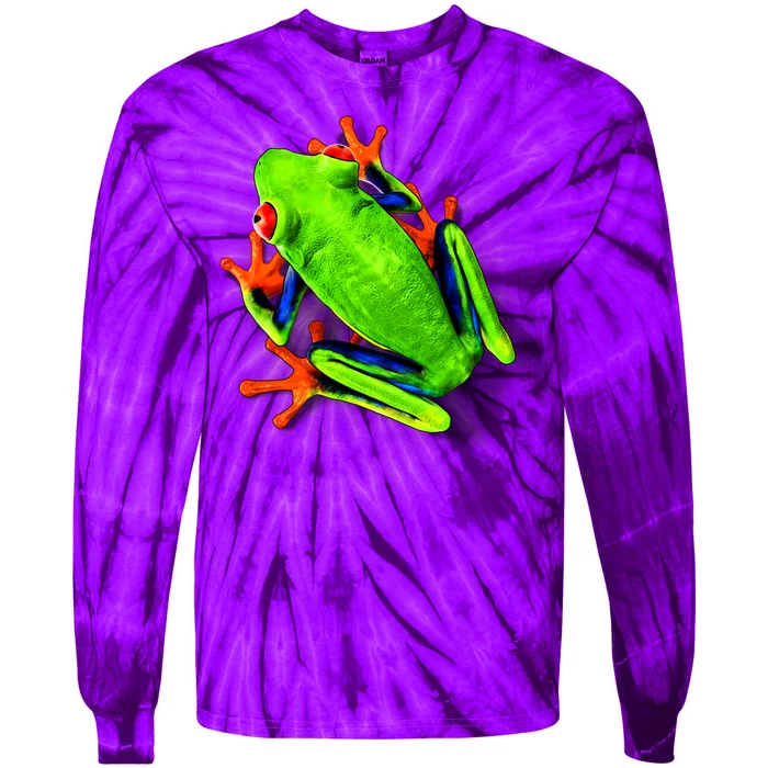 Vibrant Frog Tie-Dye Long Sleeve Shirt