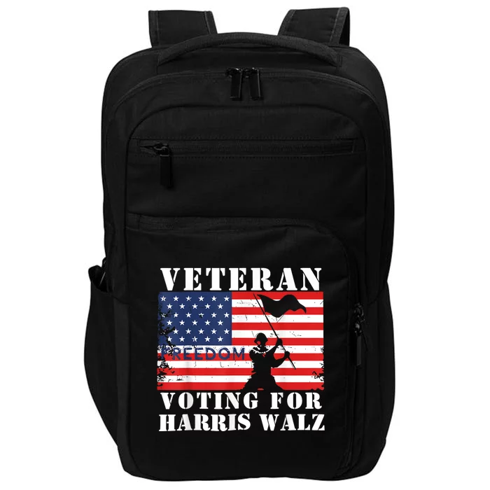 Veteran Freedom Voting For Harris Walz Waltz Usa Flag Impact Tech Backpack