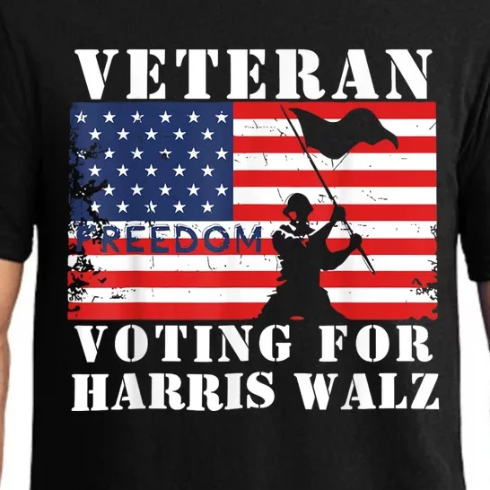 Veteran Freedom Voting For Harris Walz Waltz Usa Flag Pajama Set