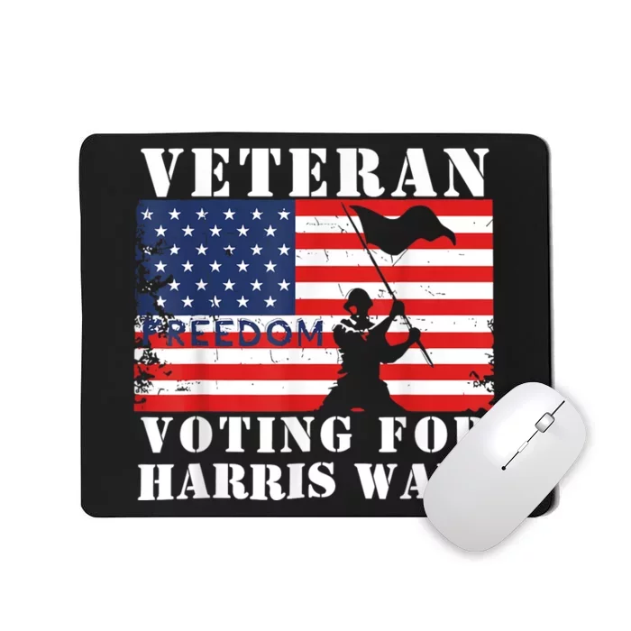 Veteran Freedom Voting For Harris Walz Waltz Usa Flag Mousepad